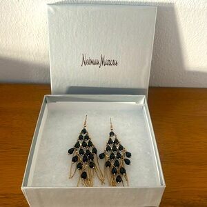 Gold and black chandelier drop earrings
